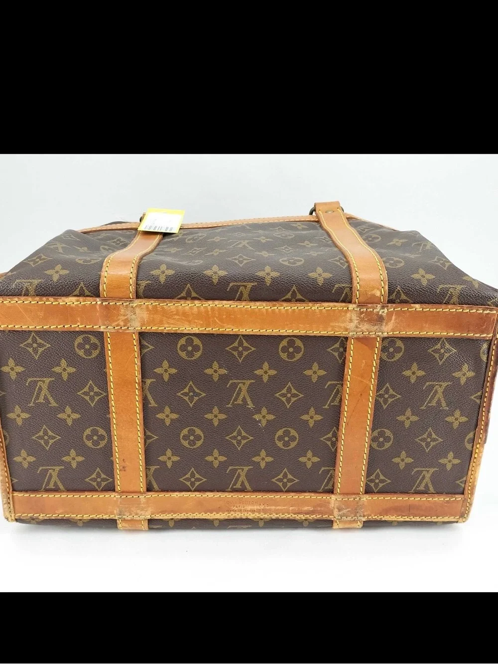 Louis Vuitton Chaussures 40 Brown Monogram Canvas Handbag with Tan Leather Trim